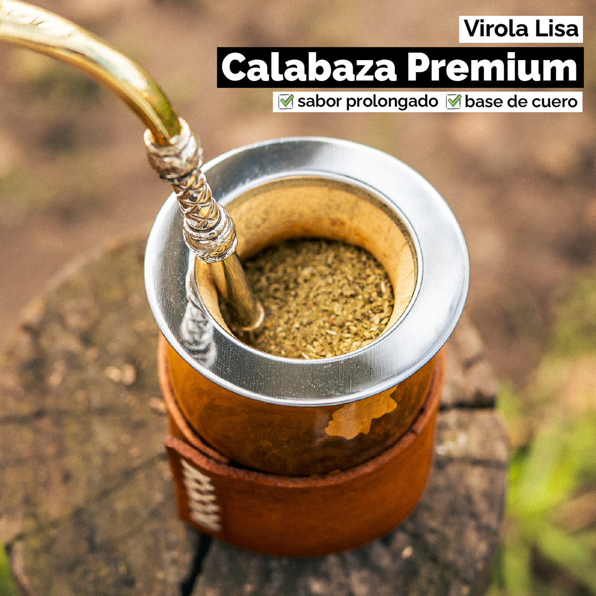 Mate Calabaza Criollo (con base) - Virola Acero