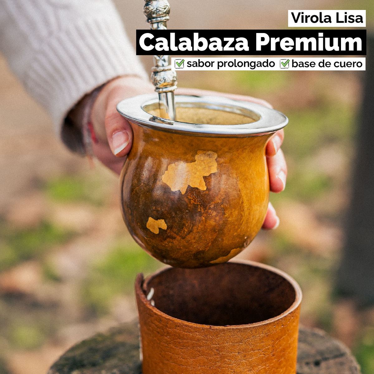 Mate Calabaza Criollo (con base) - Virola Acero