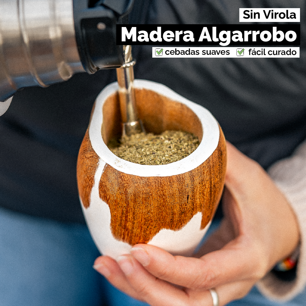 Mate Ranchero Cruz (Madera) - Blanco