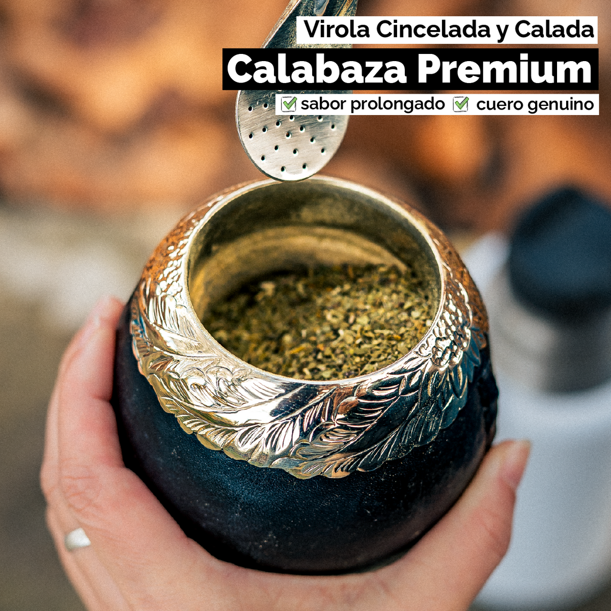 Mate Torpedo Joyero (Calabaza) - Virola Alpaca Cincelada y Calada