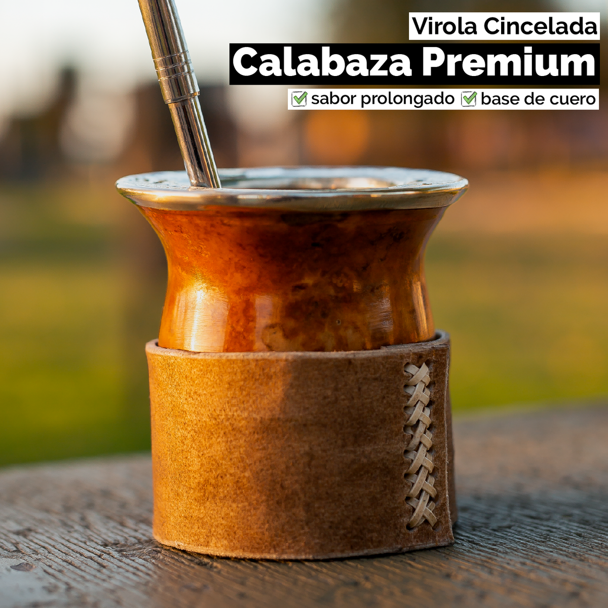 Mate Calabaza Criollo (con base) - Virola Alpaca Cincelada